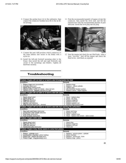 Arctic Cat 90cc ATV Service Manual sample page from the repair manual