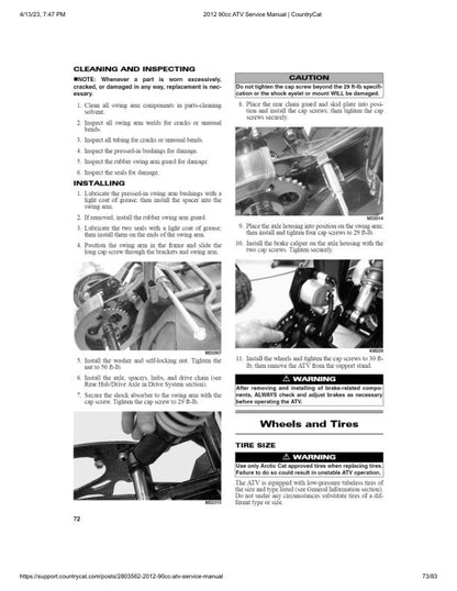 Arctic Cat 90cc ATV Service Manual sample page