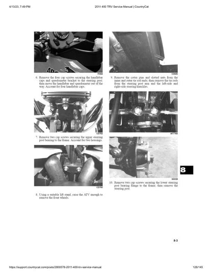 Arctic Cat 400 ATV Service Manual sample page with technical illustrations