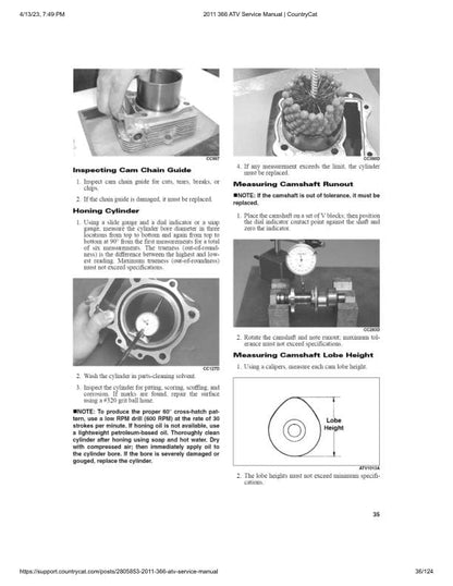 Arctic Cat 366 ATV Service Manual sample page showing repair procedures