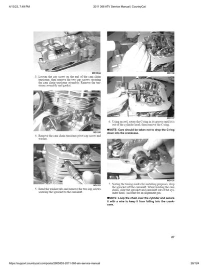 Arctic Cat 366 ATV Service Manual sample page with diagrams and specifications
