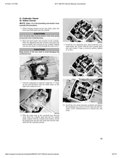 Arctic Cat 300 ATV Service Manual sample page with diagrams and specifications
