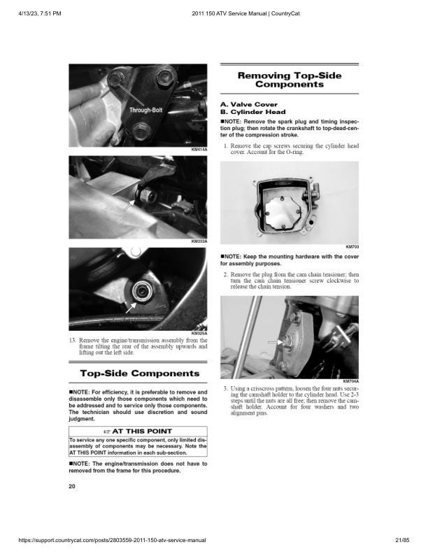 Arctic Cat Arctic Cat 150 ATV Service Manual sample page with diagrams and specifications