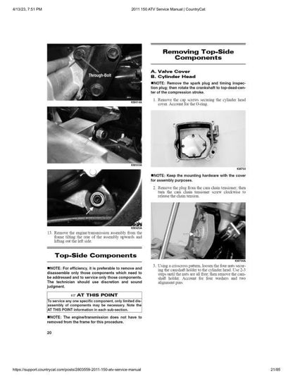 Arctic Cat Arctic Cat 150 ATV Service Manual sample page with diagrams and specifications