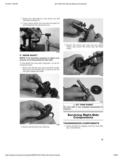 Arctic Cat 90cc ATV Service Manual sample page with technical illustrations