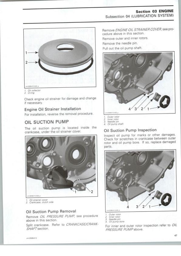 Can Am DS 450 450X Service Manual table of contents