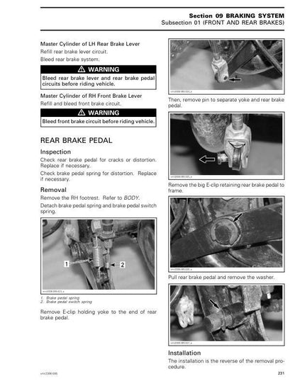 Can Am DS 250 Service Manual sample page from the repair manual