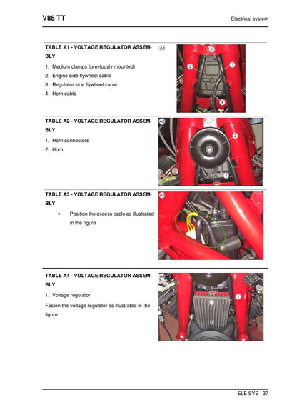 Moto Guzzi V85TT Motorcycle Service Manual table of contents