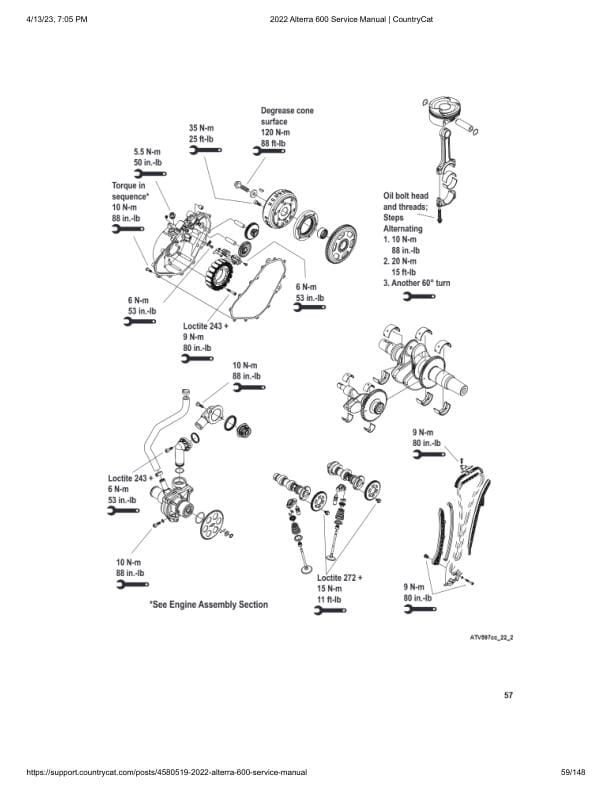 Arctic Cat Alterra 600 ATV Service Manual sample page showing repair procedures