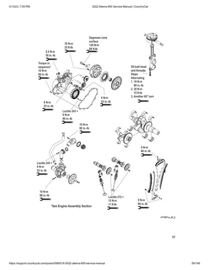 Arctic Cat Alterra 600 ATV Service Manual sample page showing repair procedures