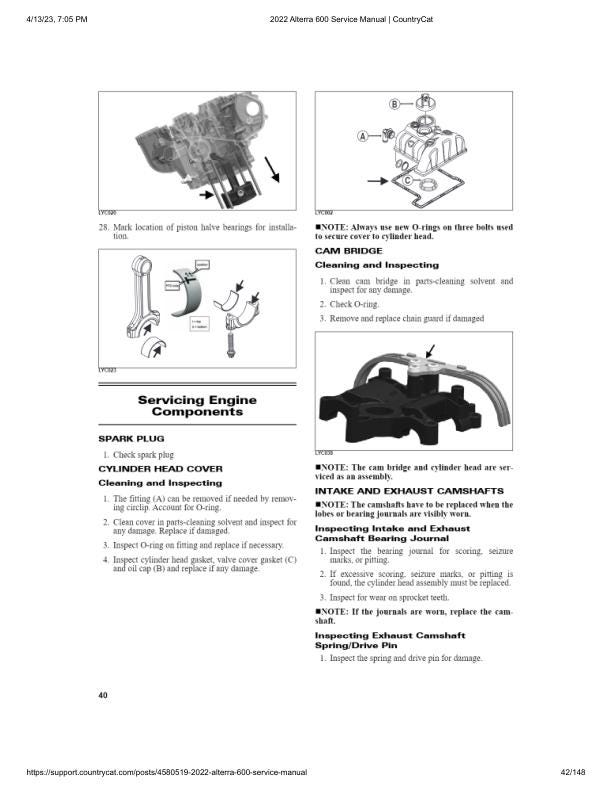 Arctic Cat Alterra 600 ATV Service Manual sample page with diagrams and specifications