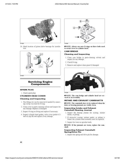 Arctic Cat Alterra 600 ATV Service Manual sample page with diagrams and specifications