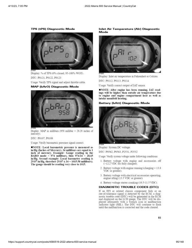 Arctic Cat Alterra 600 ATV Service Manual sample page with technical illustrations