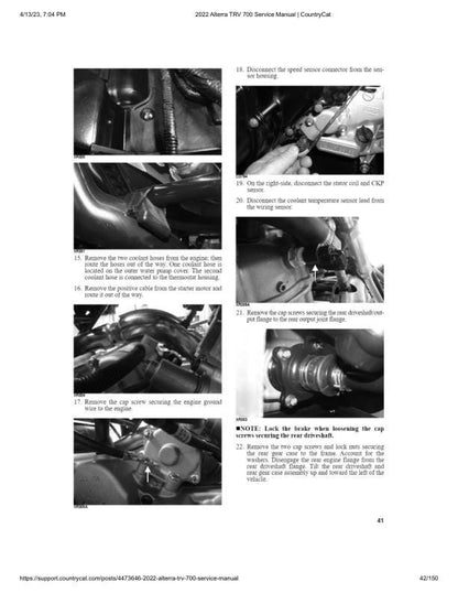 Arctic Cat Alterra TRV 700 ATV Service Manual sample page showing repair procedures