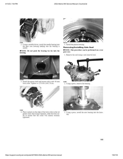 Arctic Cat Alterra 450 ATV Service Manual sample page with technical illustrations