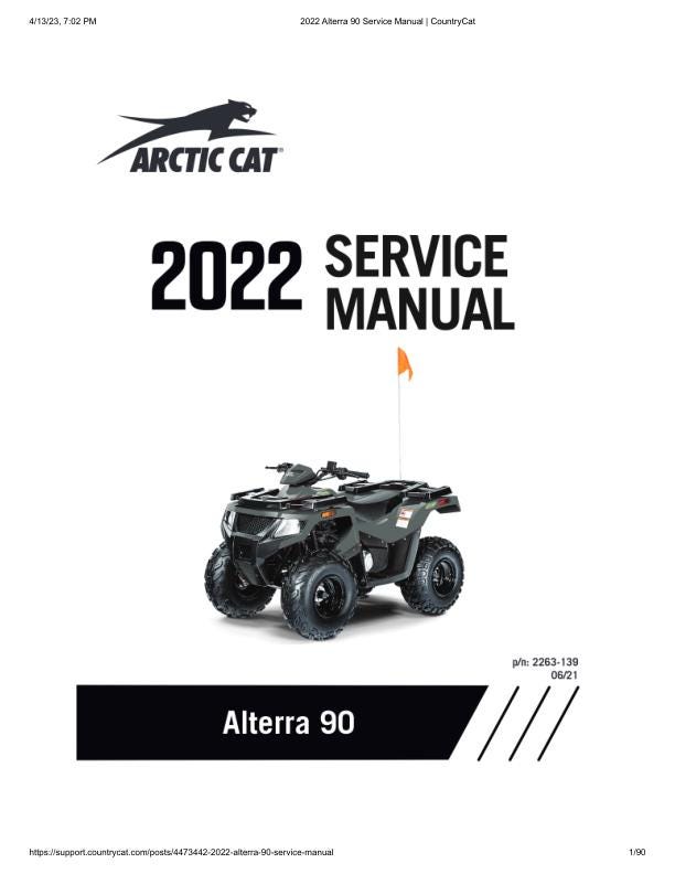 Arctic Cat Alterra 90 ATV Service Manual factory service manual title page