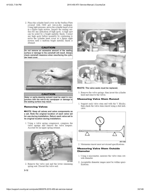 Arctic Cat 450 ATV Service Manual sample page from service manual