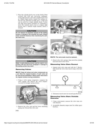 Arctic Cat 450 ATV Service Manual sample page from service manual