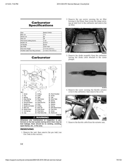 Arctic Cat 300 ATV Service Manual sample page from the repair manual