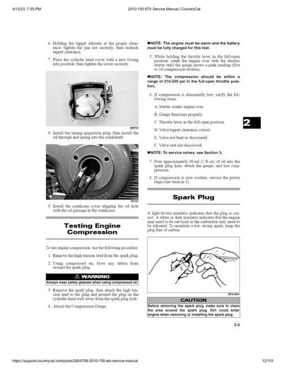 Arctic Cat Arctic Cat 150 ATV Service Manual table of contents