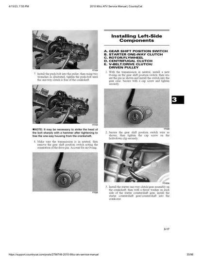 Arctic Cat 90cc ATV Service Manual sample page with technical illustrations