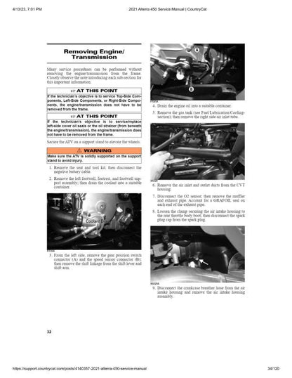 Arctic Cat Alterra 450 ATV Service Manual sample page from service manual