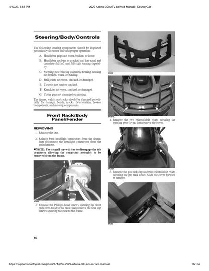 Arctic Cat Alterra 300 ATV Service Manual sample page from service manual