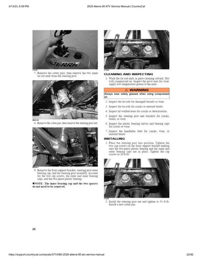 Arctic Cat Alterra 90 ATV Service Manual sample page from service manual