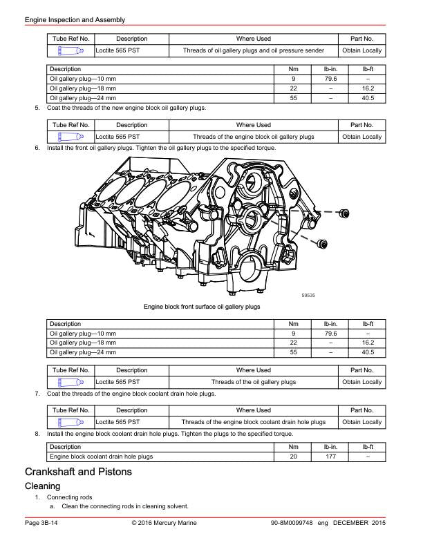 Mercury MerCruiser 6.2 Inboard Service Manual sample page with technical illustrations