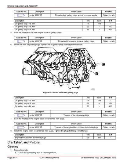 Mercury MerCruiser 6.2 Inboard Service Manual sample page with technical illustrations