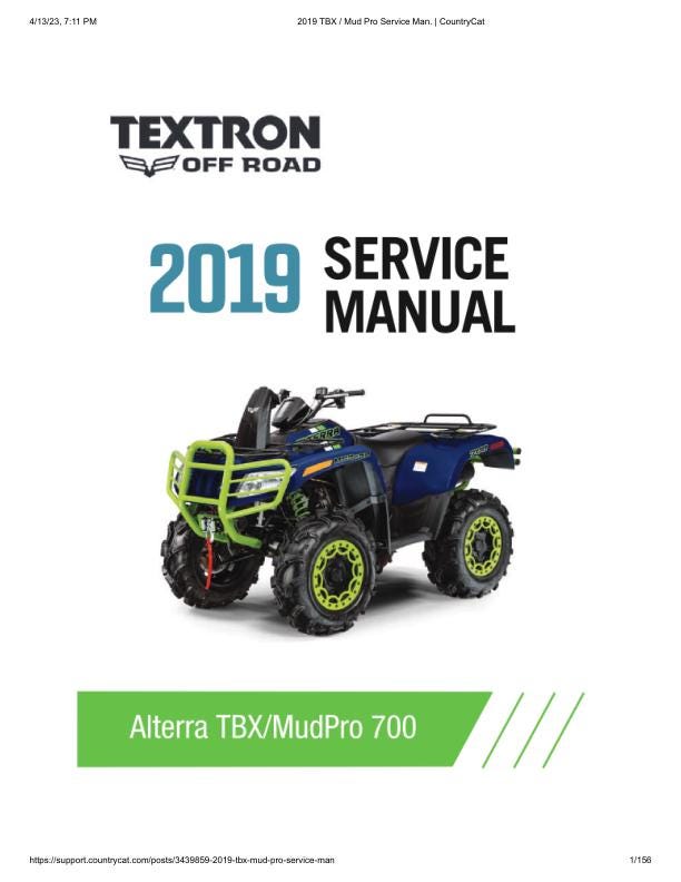 Arctic Cat Alterra TBX MudPro 700 ATV Service Manual factory service manual title page
