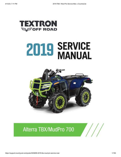 Arctic Cat Alterra TBX MudPro 700 ATV Service Manual factory service manual title page