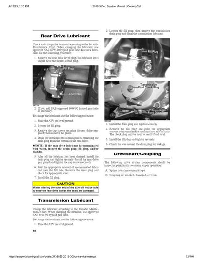 Textron Alterra 300 Arctic Cat ATV Service Manual table of contents
