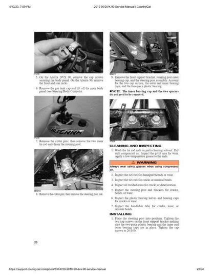 Textron Alterra DVX 90 Arctic Cat ATV Service Manual sample page with diagrams and specifications