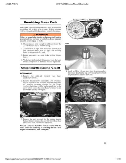 Arctic Cat VLX 700 ATV Service Manual table of contents