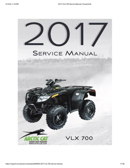 Arctic Cat VLX 700 ATV Service Manual factory service manual title page