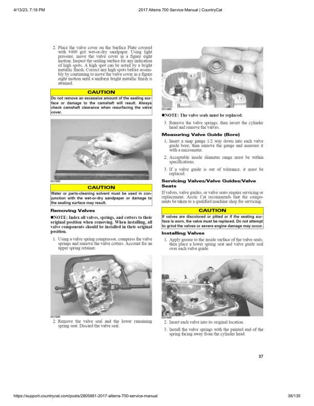 Arctic Cat 700 XT ATV Service Manual sample page with diagrams and specifications