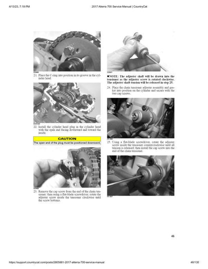 Arctic Cat 700 XT ATV Service Manual sample page showing repair procedures