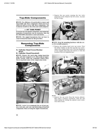 Arctic Cat 500 ATV Service Manual sample page showing repair procedures