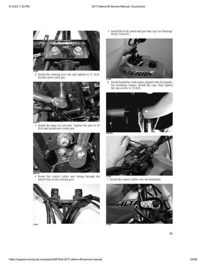 Arctic Cat Alterra 90 DVX 90 ATV Service Manual sample page with diagrams and specifications