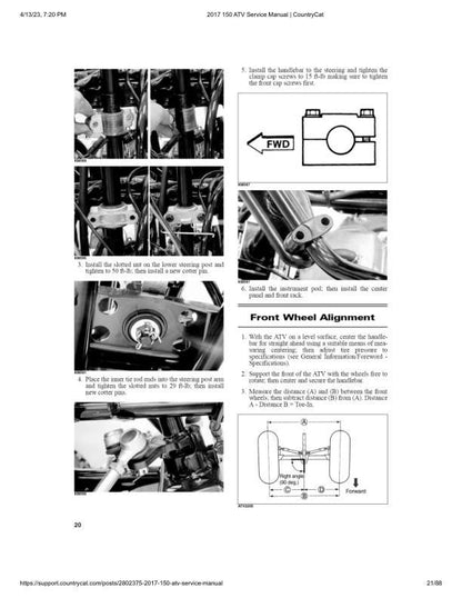 Arctic Cat 150 ATV Service Manual sample page with diagrams and specifications