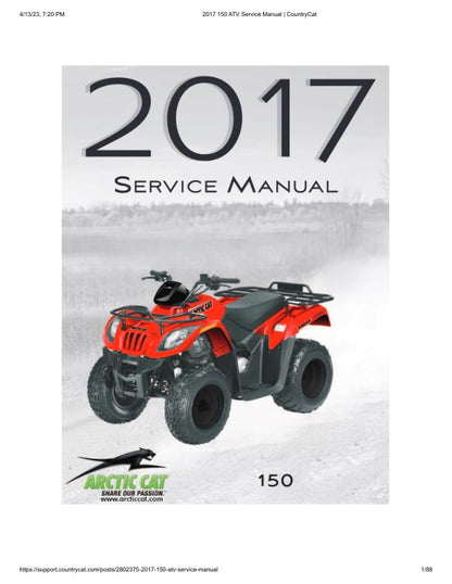 Arctic Cat 150 ATV Service Manual factory service manual title page