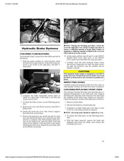 Arctic Cat Arctic Cat 300 Utility ATV Service Manual table of contents