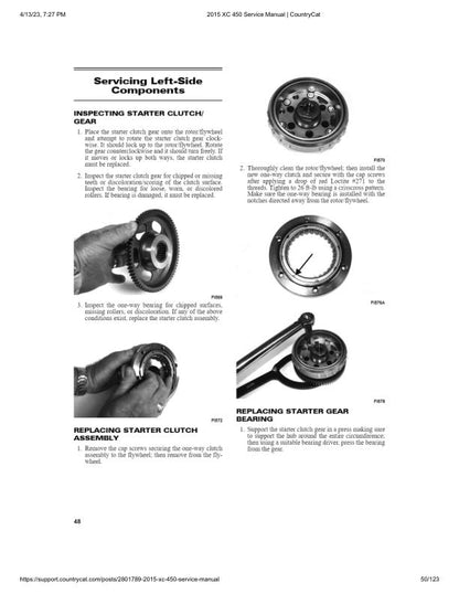 Arctic Cat XC 450 ATV Service Manual sample page with technical illustrations