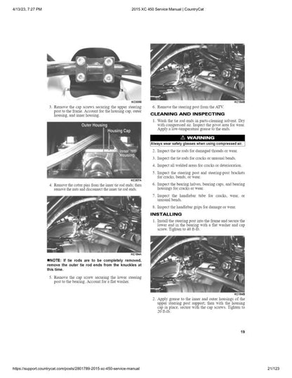 Arctic Cat XC 450 ATV Service Manual sample page from service manual