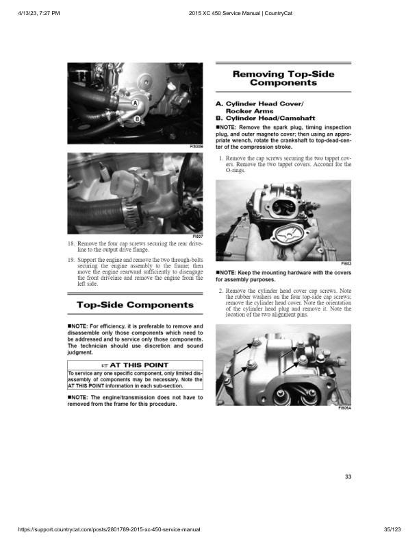 Arctic Cat XC 450 ATV Service Manual sample page with diagrams and specifications