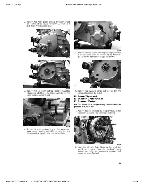 Arctic Cat 450 ATV Service Manual sample page with technical illustrations