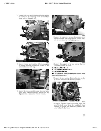 Arctic Cat 450 ATV Service Manual sample page with technical illustrations