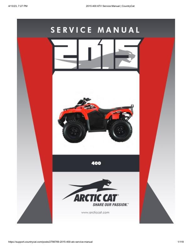 Arctic Cat 400 ATV Service Manual factory service manual title page