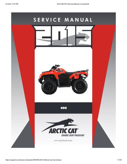 Arctic Cat 400 ATV Service Manual factory service manual title page
